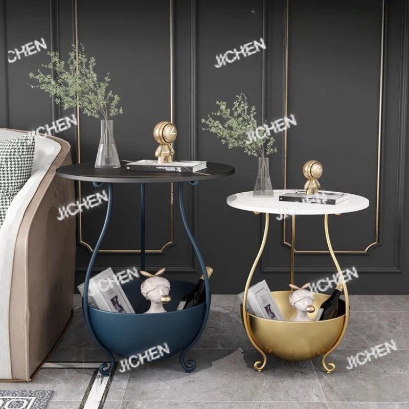 

Журнальный столик JC Scandinavian Nesting: Современный круглый приставной столик с местом для хранения, компактный, для гостиной и спальни