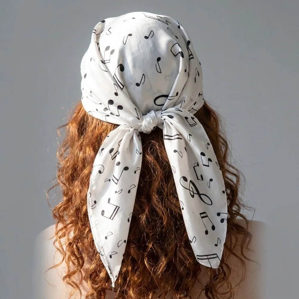 Fashion Breathable Musical Note Shawl Large Lightweight Square Headscarf Hair Band Headband Women Shawl Clothing Accessories