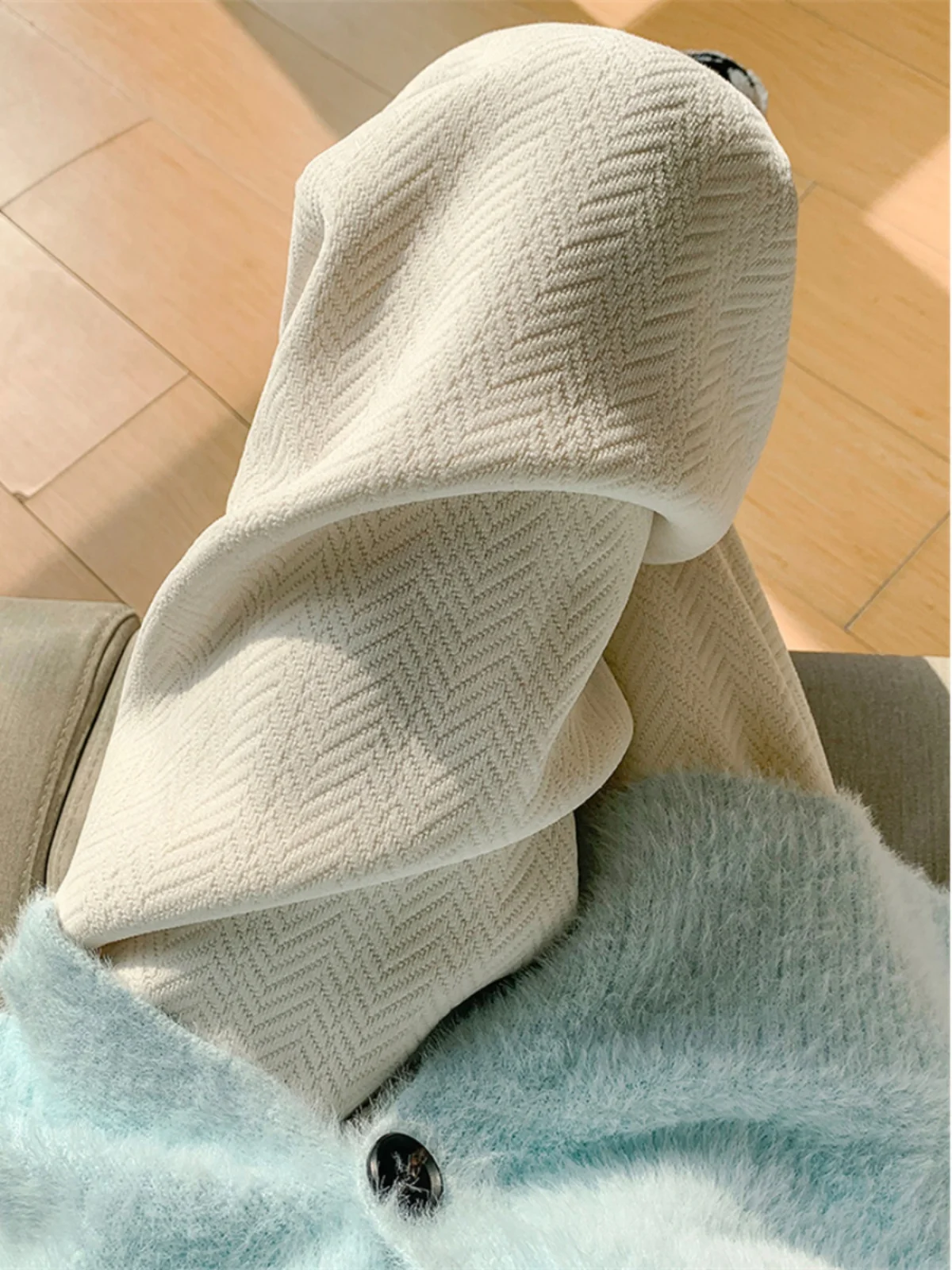 

Женские утепленные флисом вязаные брюки с высокой талией, широкие, теплые, осенне-зимние, длинные, удобные, повседневные, прямого кроя