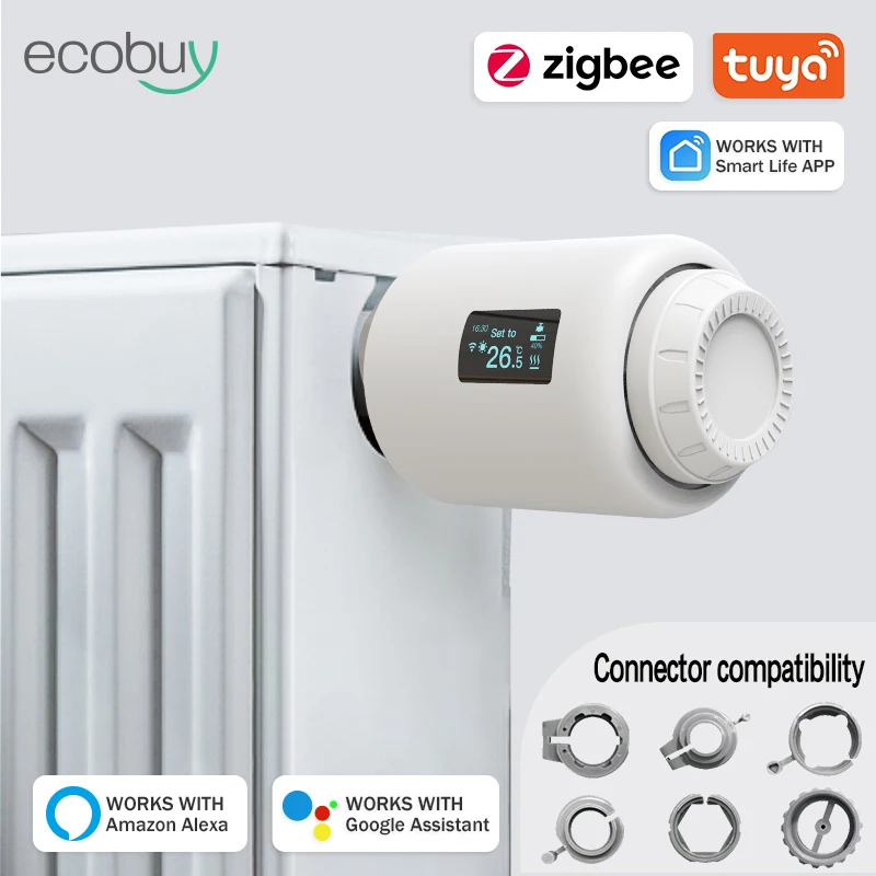 Tuya ZigBee 3.0 Smart Home Thermostatic Radiator Valve Zigbee trv Gateway Temperature Controller Alexa Google Home Alice