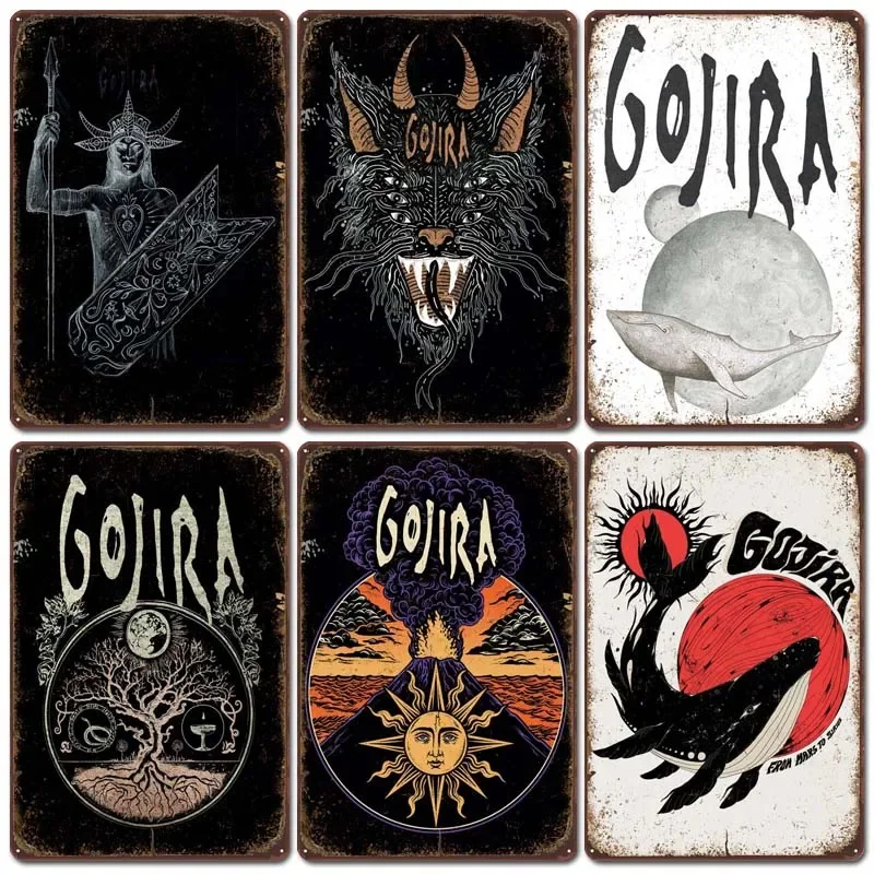 G-Gojira Tin Plaque Metal Posters Retro Metal Signs Vintage for Game Room Garage Bar Wall Decoration Home Decoration Accessories