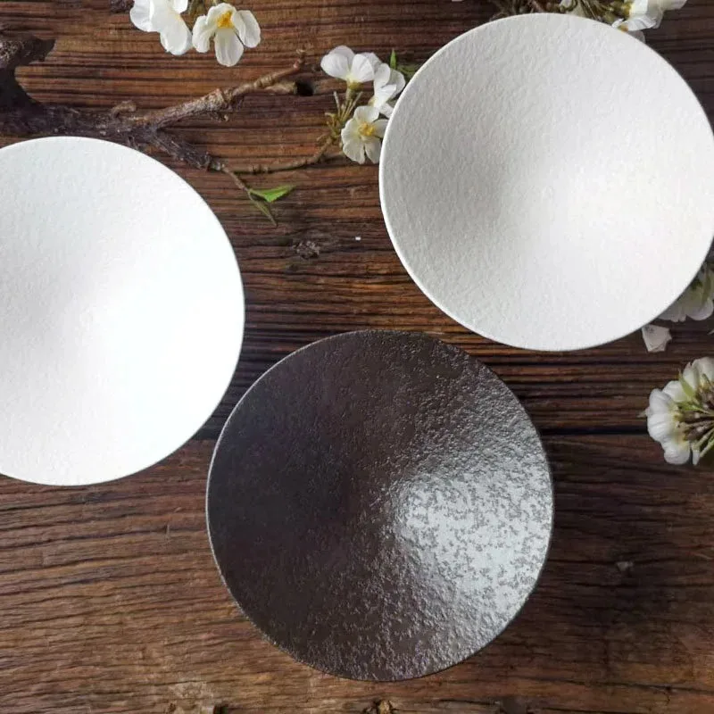 Creative Stone Pattern Round Ceramic Plate Irregular Tall Leg Candy Fruit Plate Cartoon Table Storage Bowl Dining Tableware Home