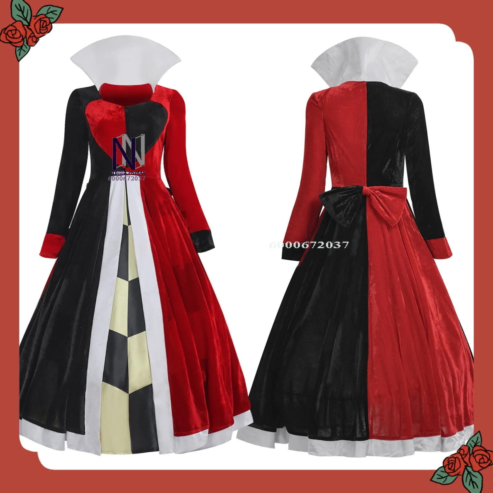 

Movie Cosplay Costume Anime Queen of Hearts Outfits Role Playing Red Dress Full Set Women Adult Comic Con Halloween Party Outfit