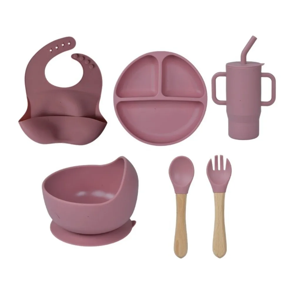 

Набор из 6 предметов: милые силиконовые тарелки для кормления малышей с разделителями, присоской и отсеками, посуда для обучения самостоятельному приему пищи, детская столовая посуда