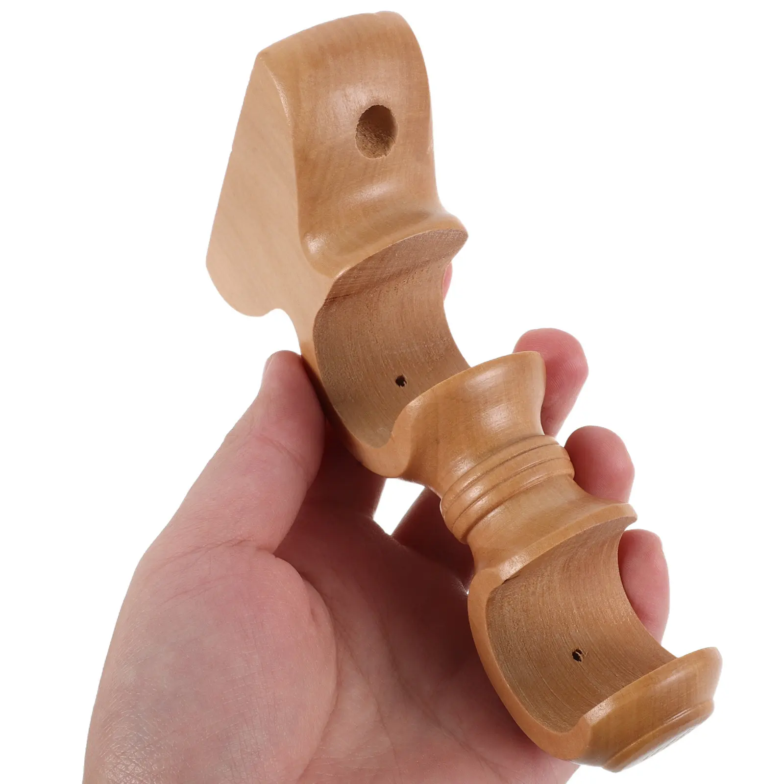 2Pcs Solid Wood Decorative Curtain Rod Holders Double Rod Bracket Wall Mounted Drapery Support for 28Mm Roman Pole Bedroom