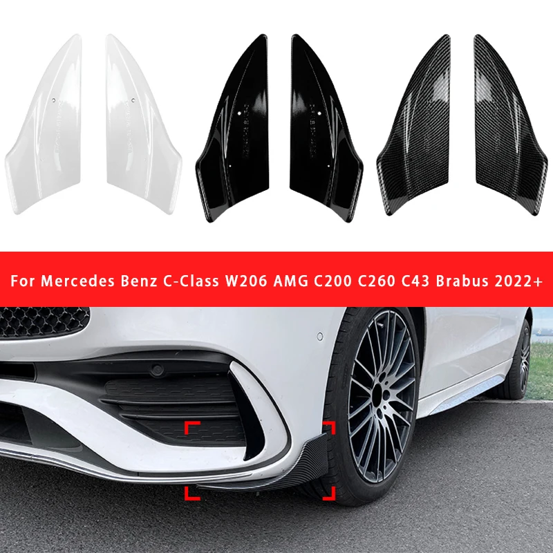 

For Mercedes Benz C-Class W206 AMG C200 C260 C43 Brabus 2022+ Front Bumper Spoiler Corner Protector Canard Diffuser Splitter