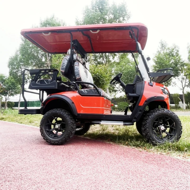 China Factory Electric Golf Cart Max Speed 45KM Per Hour Off Road Club Car Bumper Off-Road Tires Front Frame Seat With Headrest