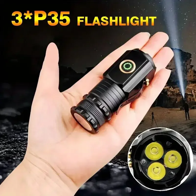 Super Bright LED Flashlight Powerful USB Charging Torch Magnet 5 Modes Aluminum Alloy Waterproof Mini Fishing Camping Lantern