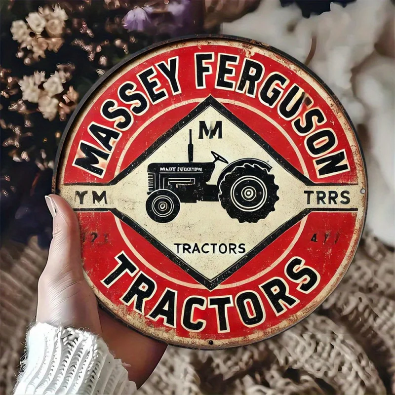 Vintage American Farming Culture Massey Ferguson Classic Tractor 2D Flat High Definition Metal Wall Art Sign Rustic Embossed Iro