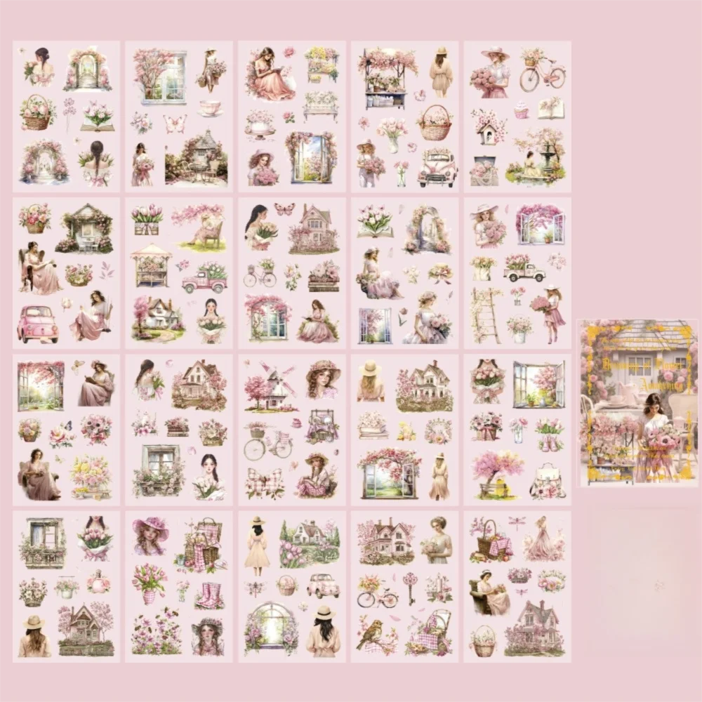 

20 pcs/pack Die-cut Sticker Book Floating Light Shallow Dream Series PET Theme Handbook Sticker Retro Girl Character