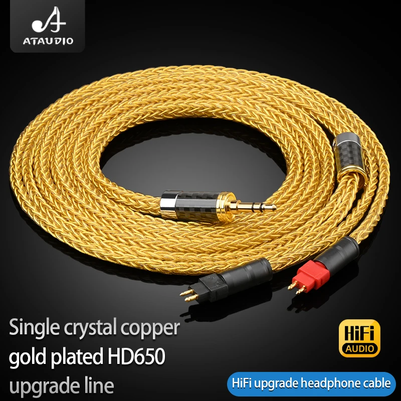 

ATAUDIO HiFi Headphone Cable 16 Shares Balanced OCC Earphone HD650 Cable for Sennheiser HD650 HD580 HD600