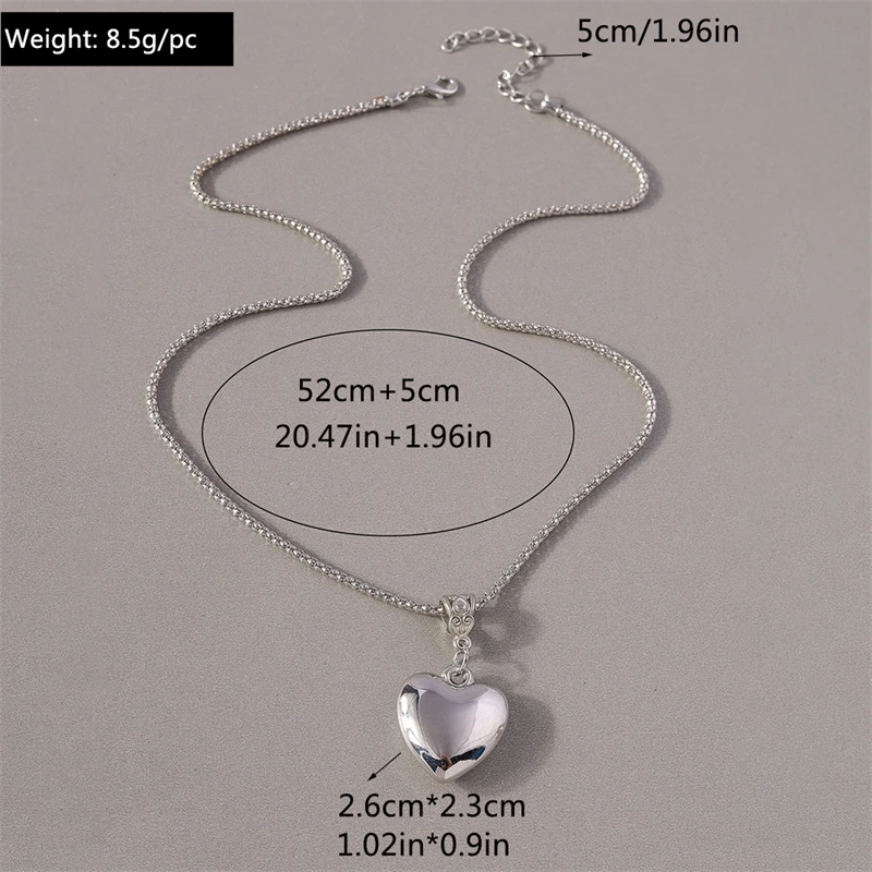 Modische Halskette mit Herzanhänger aus Legierung für Frauen und Mädchen, Party- und Festivalschmuck, Geschenke – Detail 6