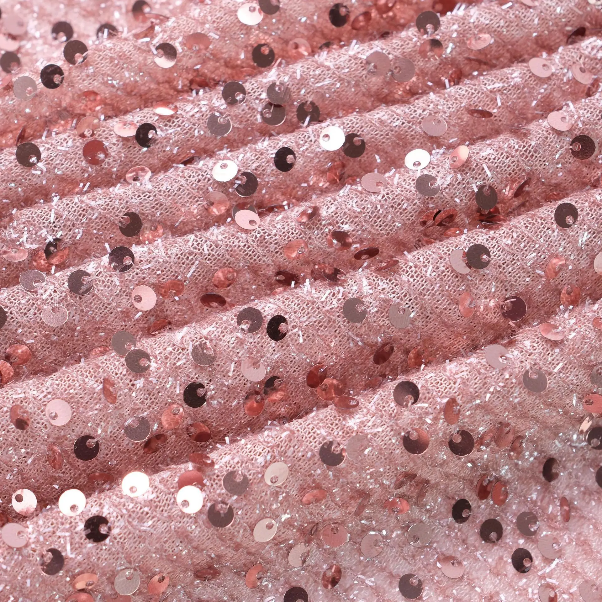 Custom Made 5mm Sequin Centipede Yarn Fabric Evening Dress Soft Lace Material Glitter Net Stage Cloth Velvet Accessories