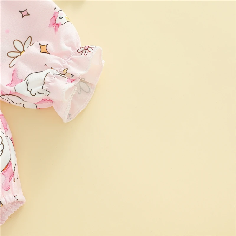 

Baby Girls Jumpsuit Autumn Baby Clothes Newborn Infant Romper Goose Floral Print Long Sleeve Ruffled Round Neck Jumpsuit