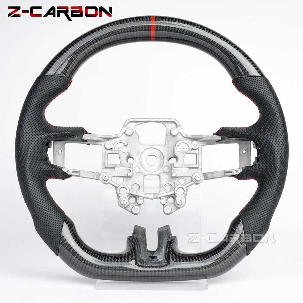 Carbon Fiber Steering Wheel For Ford Mustang 2018 2019 2020 2021 2022 2023 GT Shelby Steering Wheel Perfoeated Leather