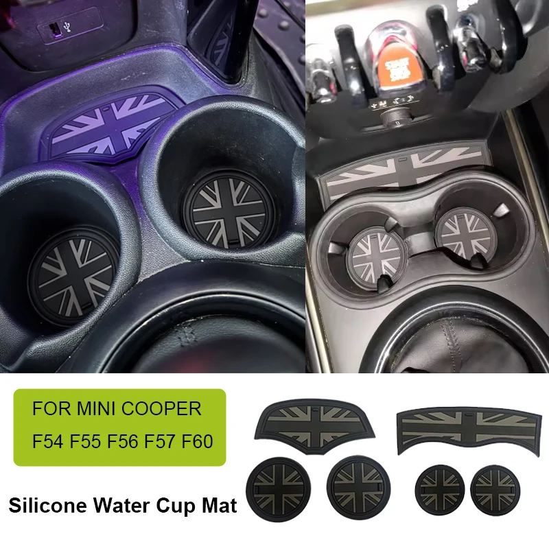 3PCS Car Cup Holder Mat Silicone Water Coaster Decoration for MINI Cooper S JCW Clubman F54 F55 F56 F57 F60 Countryman