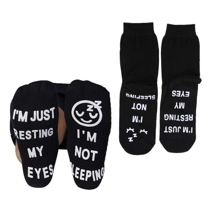 Men Women Novelty Funny Saying Ankle Socks I Not Sleeping Just Resting Eyes Letters Hosiery Birthday for Dropshipping