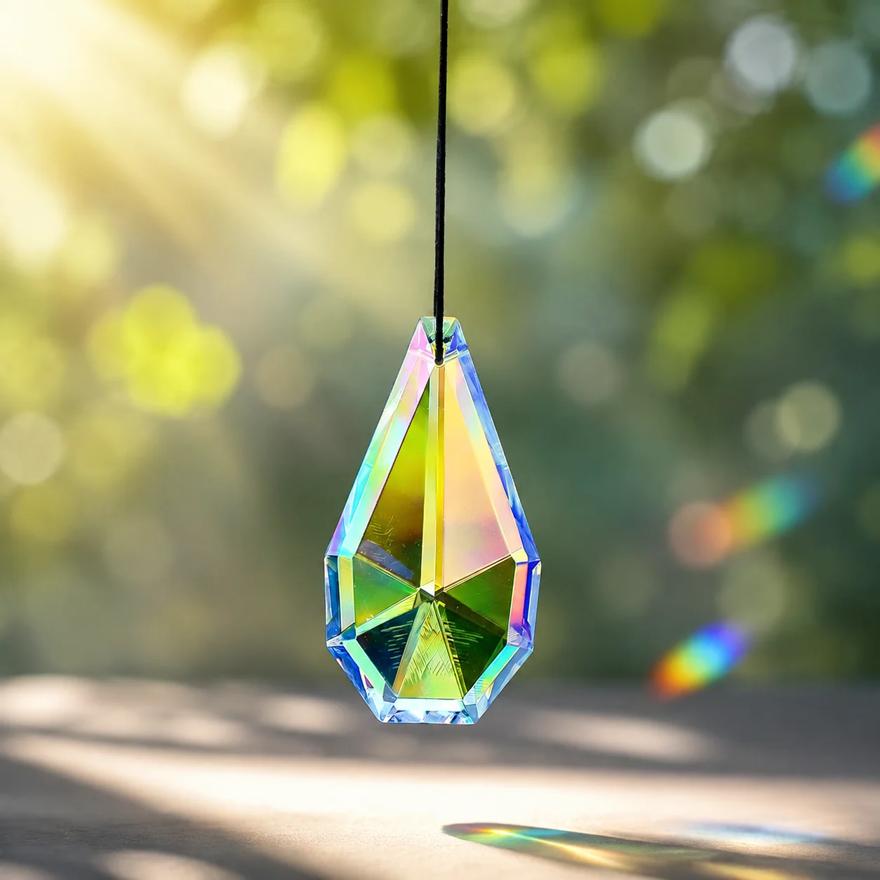 76mm Diamond Teardrop Crystal Prism Suncatcher Hanging Chandelier Pendant Aurora Rainbow Display Garden Decor Sun Lover Gifts