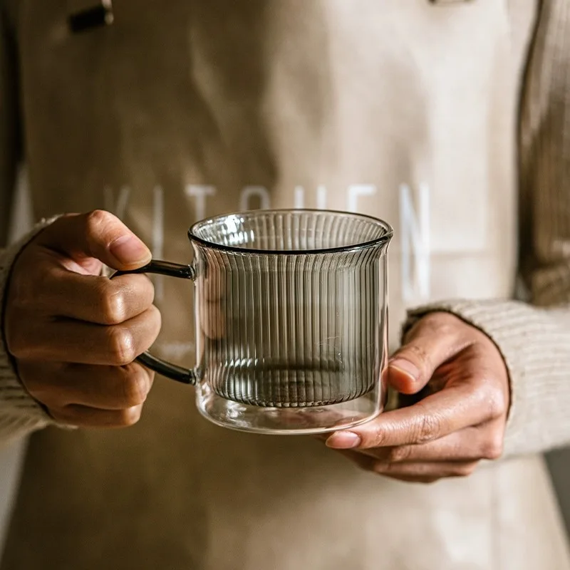 

Кофейная чашка с двойными стенками, термостойкое стекло, чашка для чая из боросиликатного стекла с ручкой для домашнего латте