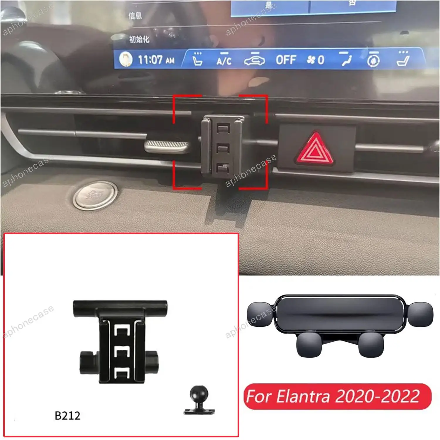 

Car Phone Holder Base Special Mounts For Hyundai Elantra 2020-2022 Fixed Air Outlet Bracket Base Accessories With Ball Head 17mm