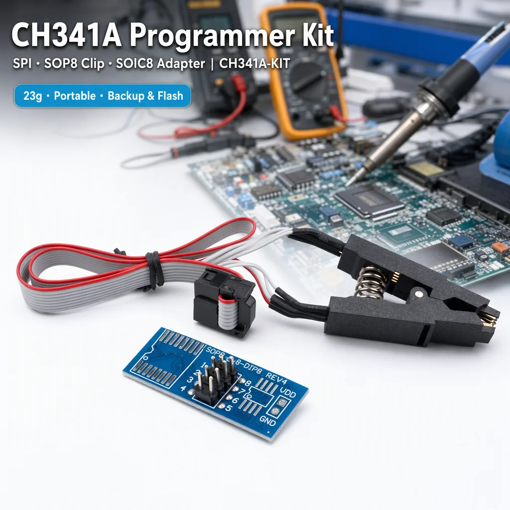 CH341A USB Programmer SOP8 to DIP8 Adapter SOIC8 SPI EEPROM Flash BIOS Burning Tool PCB Plastic Calibration