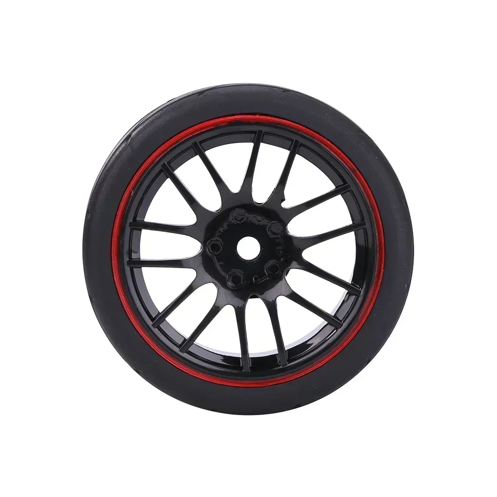 ยางและล้อขนาด 65 มม. 1/10 สำหรับรถ On Road จำนวน 4 ชิ้น พร้อมดุมล้อแบบ Hex 12 มม. สำหรับรถ Redcat HPI Tamiya Exceed RC Touring Car HSP 144001 94123 94122 CS