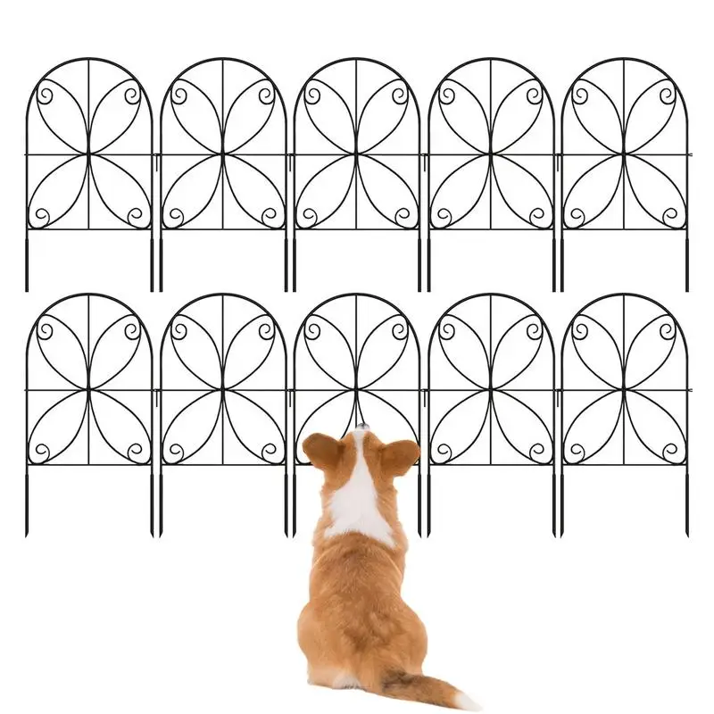 

Garden Fence Border 10 Pieces Rustproof Metal Fence Border Weather-Resistant Heavy-Duty Landscaping Edging Garden Accessories