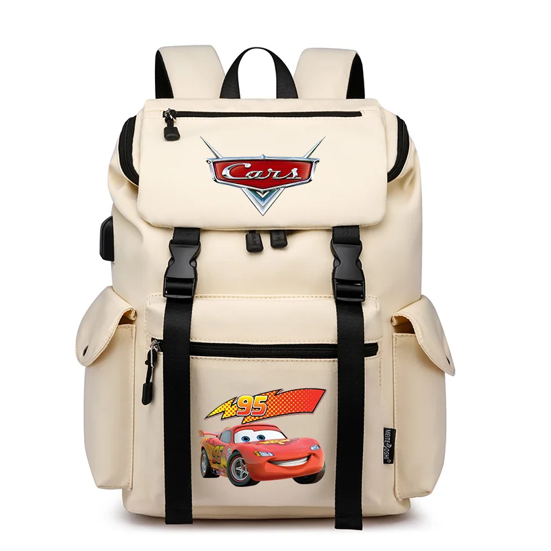 

Disney Pixar Cars Lightning School Bag USB Charging Large Capacity Bookbags Teenager Women Men Waterproof Laptop Travel Backpack