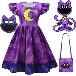 Girls Princess Dresses Smiling Critters Cosplay Kid Catnap Dogday Costume Mask Children Halloween Cartoon Vestidos Casual  Dress