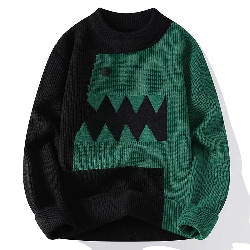 Drachen Graffiti Farbe blockiert Mode Gestrickte Pullover männer Strickwaren Warme Pullover Hohe Qualität Herren Casual Lose Männliche Jumper