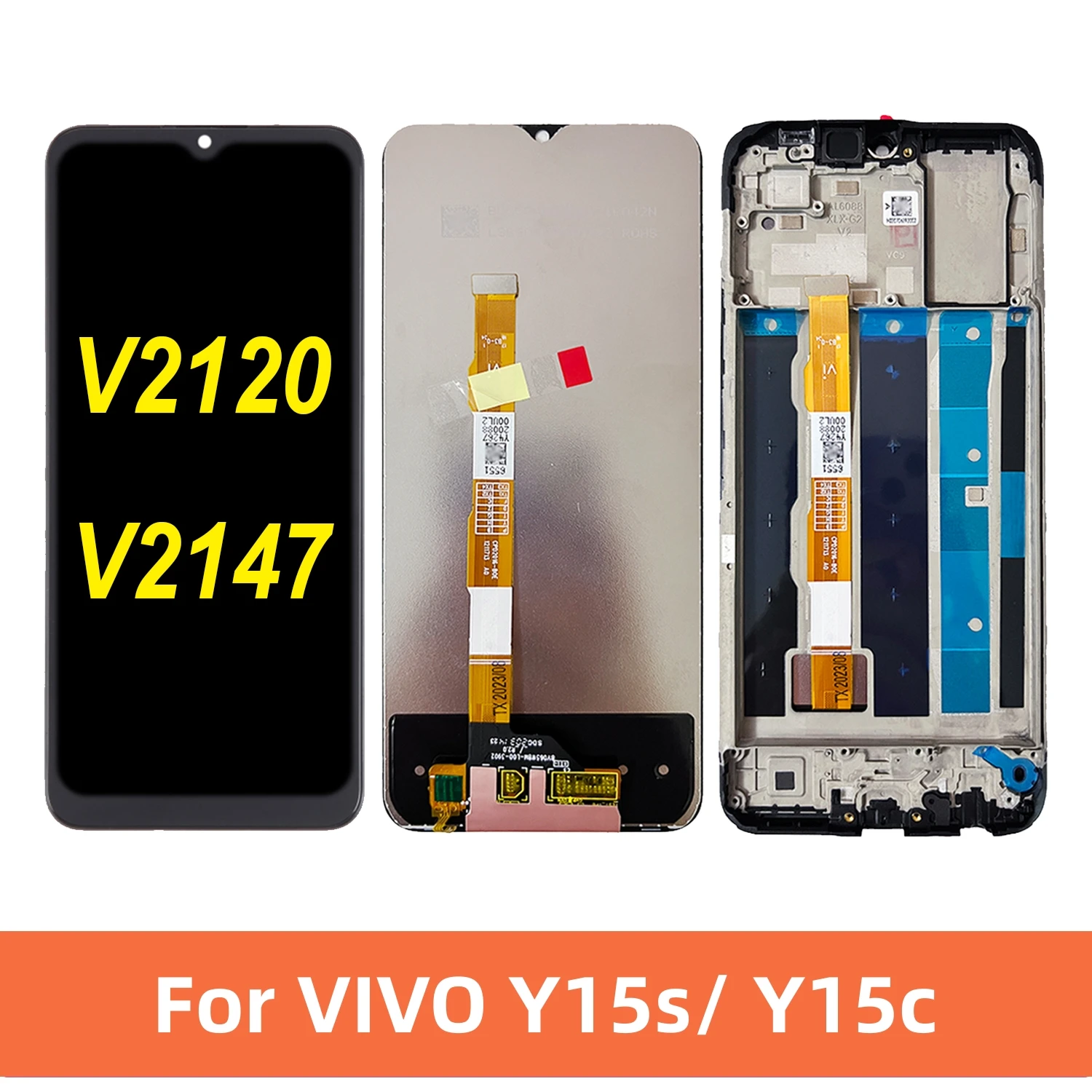 

LCD Display Touch Screen Replacement, Digitizer Assembly, For VIVO Y15s, Y15c, V2147, V2120, 6.51"