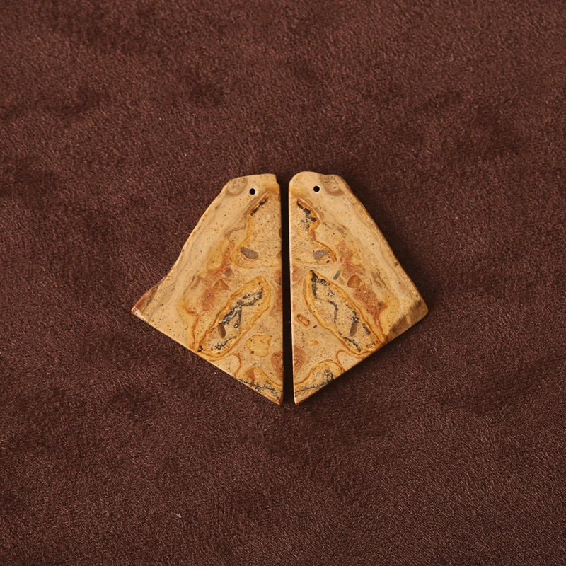 

Natural Yellow Spotted Stone Nugget Earrings Vintage Style Beads Accessory for Parties 40x26x3mm 7.8g