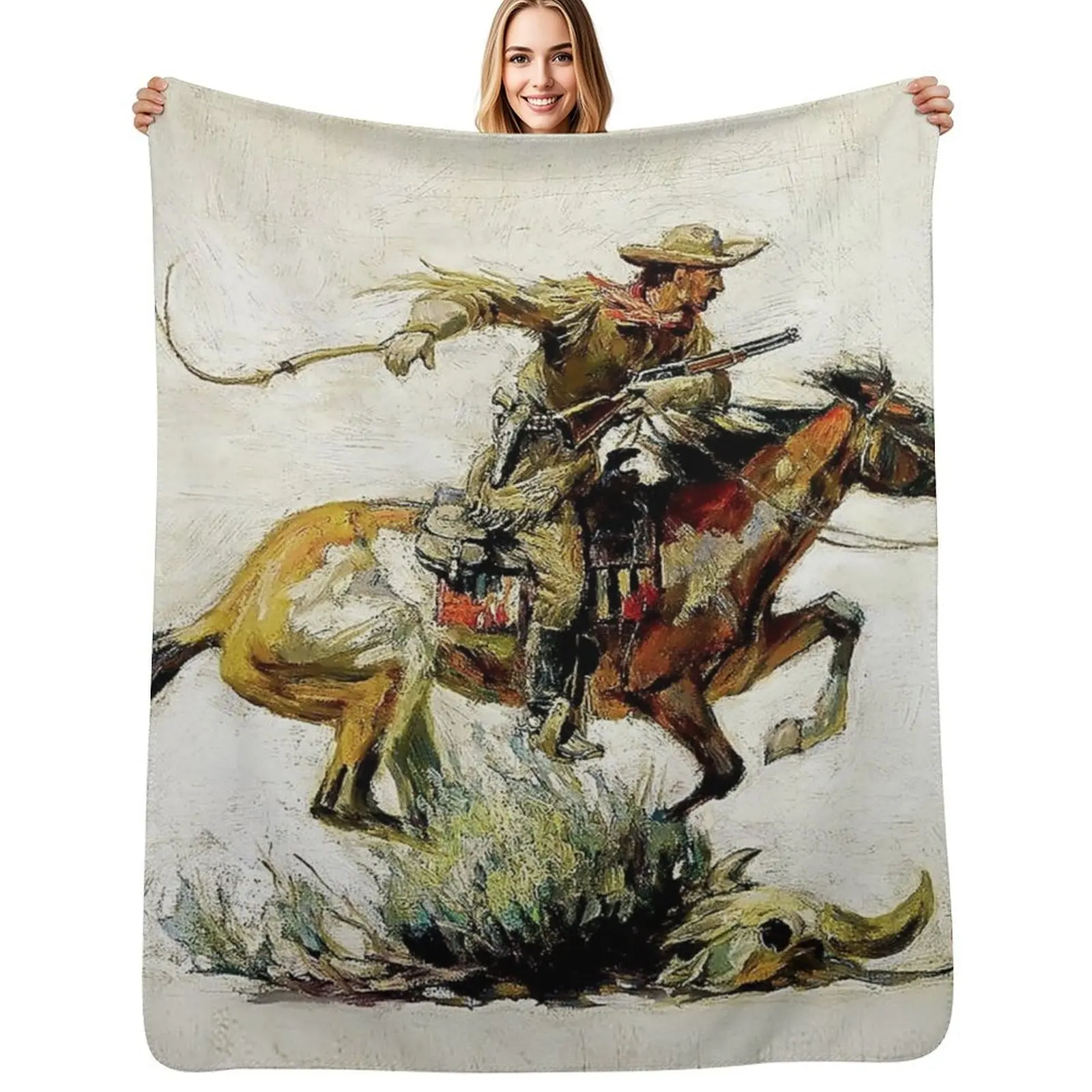 a??Winchester Horse and Ridera?? by Philip R Goodwin Throw Blanket Wrinkle Resistant Lightweight Blanket