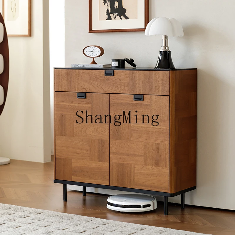 

TMJ medieval French teak solid wood veneer shoe cabinet modern simple entrance locker