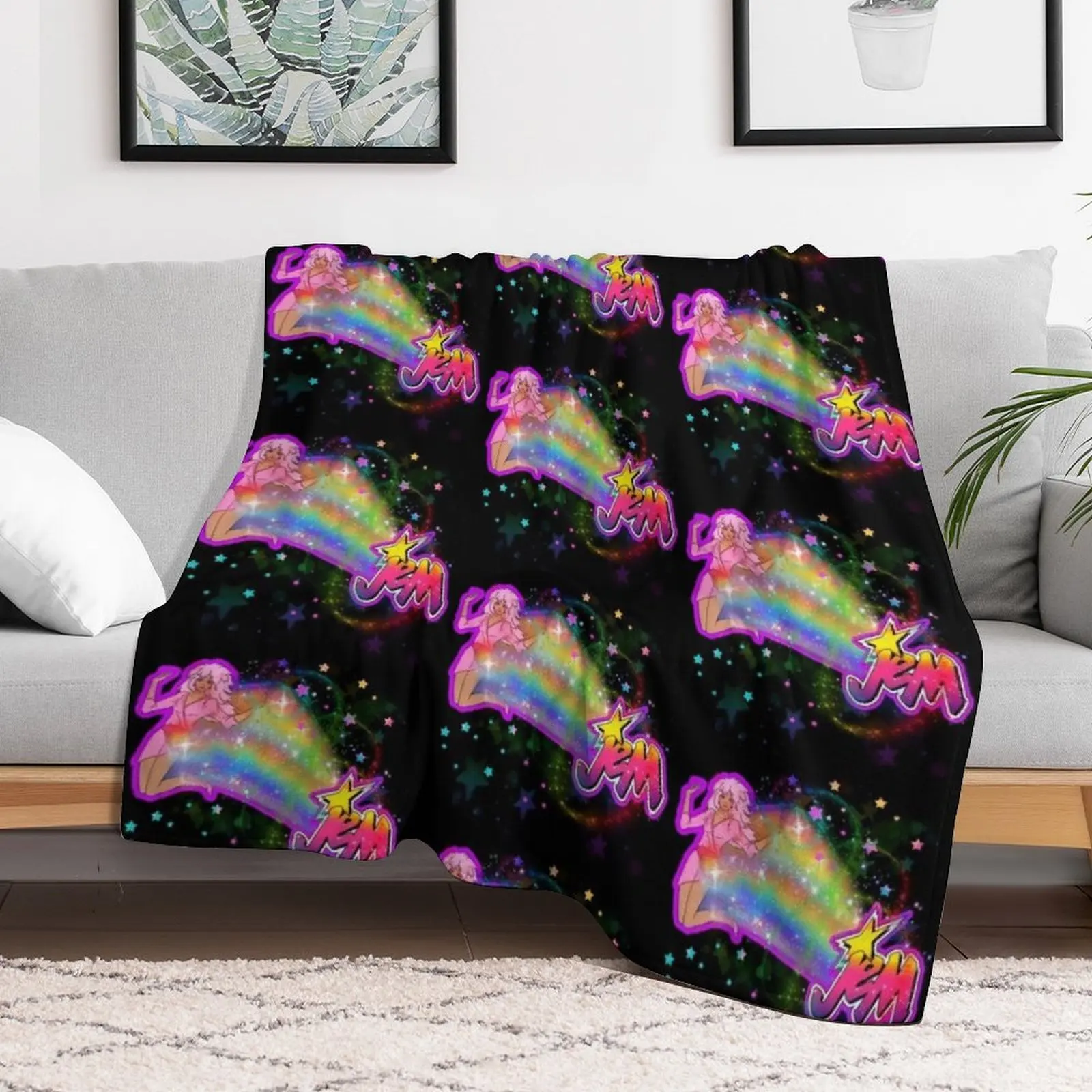 Jem and the holograms rainbow Throw Blanket for winter blankets ands christmas gifts Decorative Sofa Blankets