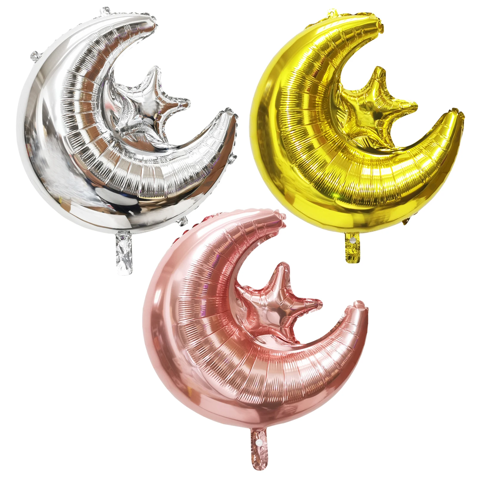 3 Stück 22 Zoll Gold Silber Mond Stern Folienballons Muslim Festival Home Party Dekoration Ramadan Kareem Party Luftballons