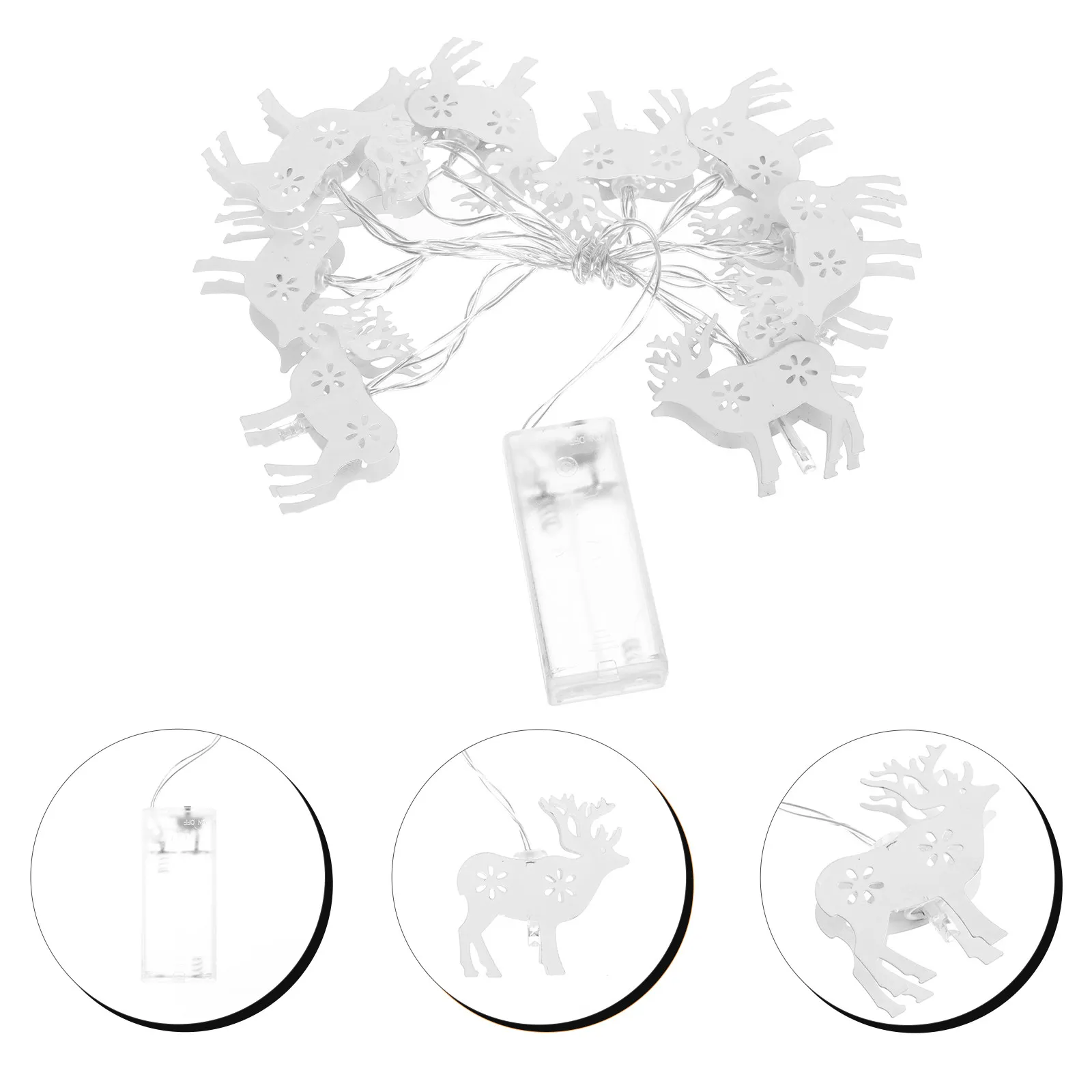 1Pcs Christmas Elk Shaped LED String Light Warm White Festive Decoration for Porch Fence Indoor Outdoor Xmas Party Banquet