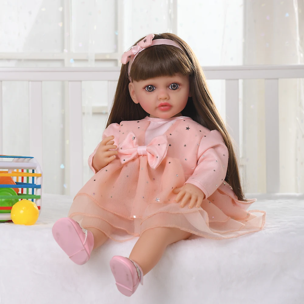 Doll Clothes for 55cm Born Baby Doll Clothes Tiered Yarn Dress Set for 21.65in Baby New Reborn Doll Accessories Children Clothes