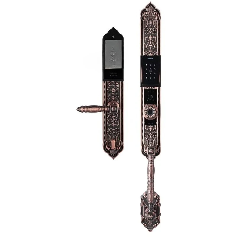 Facial recognition fingerprint lock 3D automatic visual graffiti cat eye European home anti-theft high-end villa smart lock