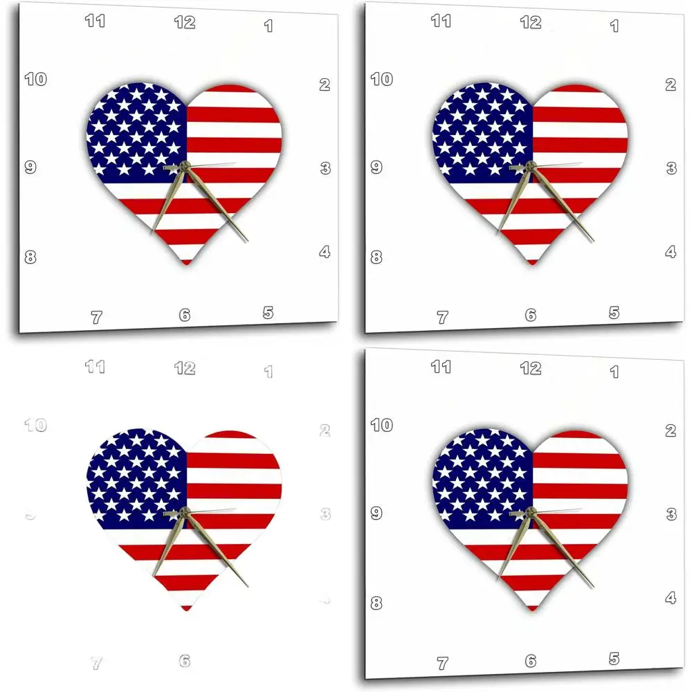 

15 Patriotic American Flag Heart Wall Clock - Perfect 4th of July USA Gift