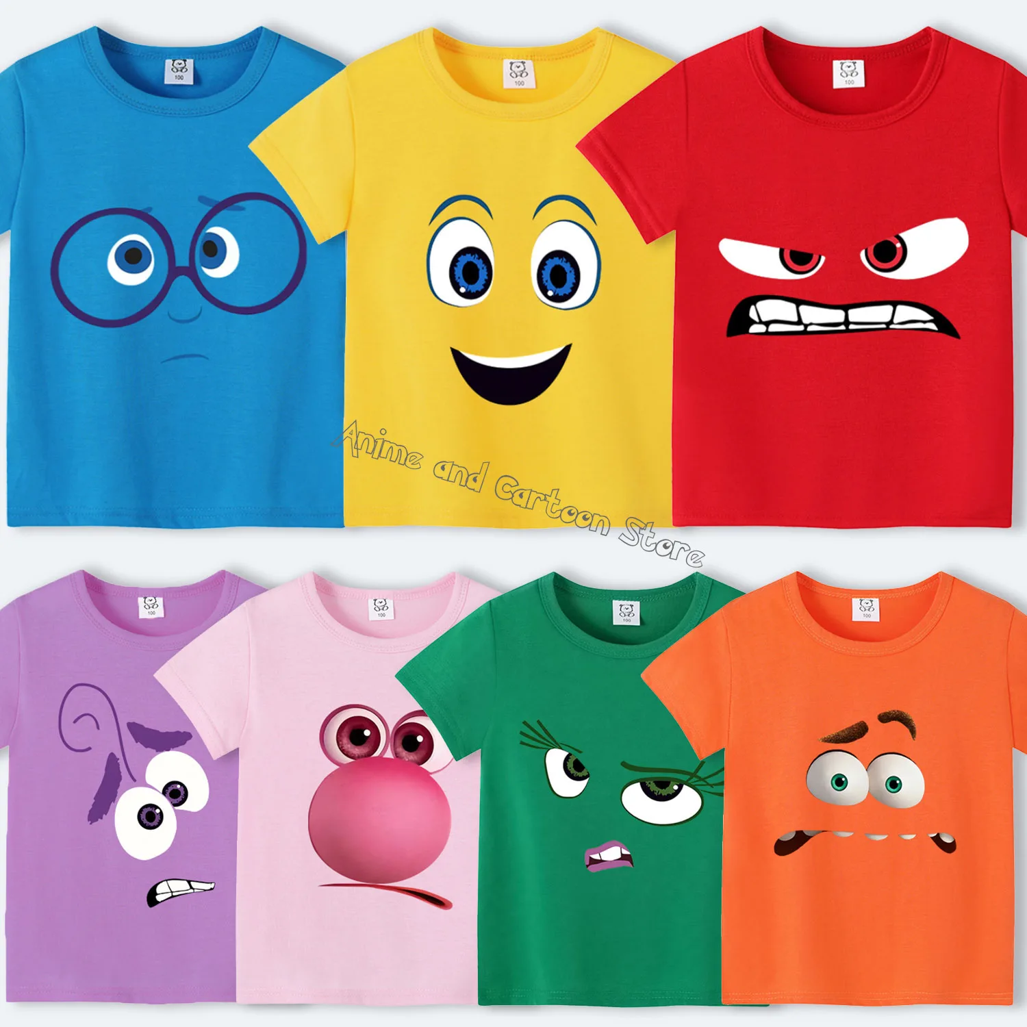 Disney Inside Out New T-shirt for Children Cartoon Clothing Trendy Base Tops Cute Emote Clothes Fashion Sunmer Tee Kids Top Gift