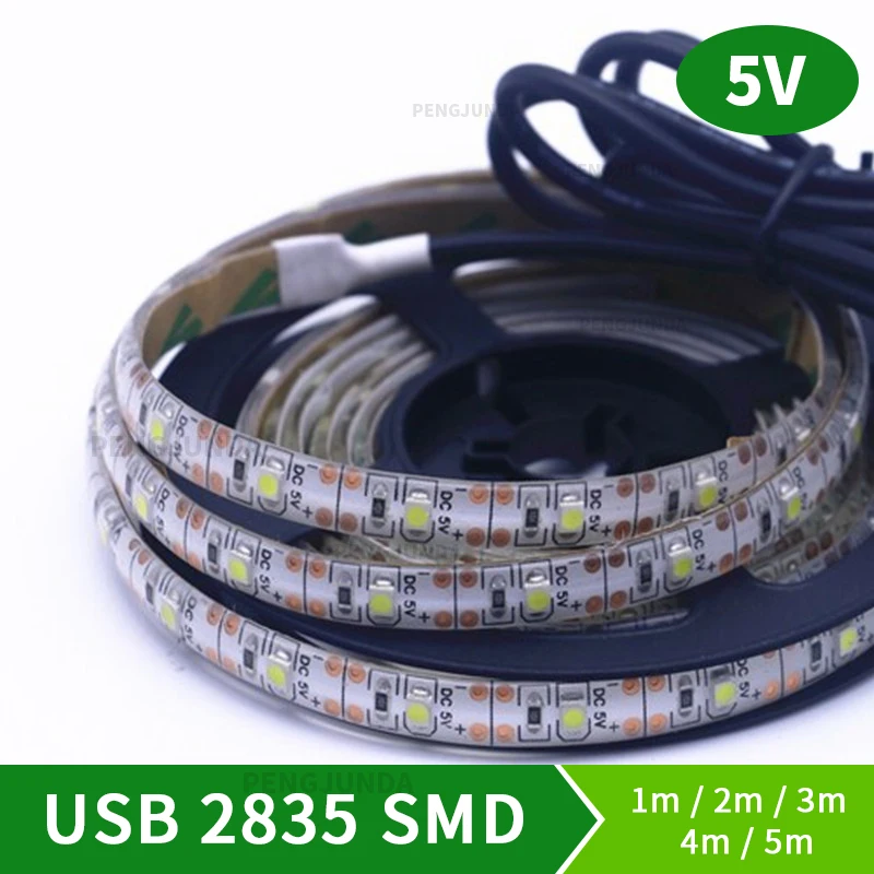 USB LED Strip Lamp 2835SMD DC5V Flexible LED Light Tape Ribbon 1M 2M 3M5M HDTV TV Desktop Screen Backlight Bias Lighting