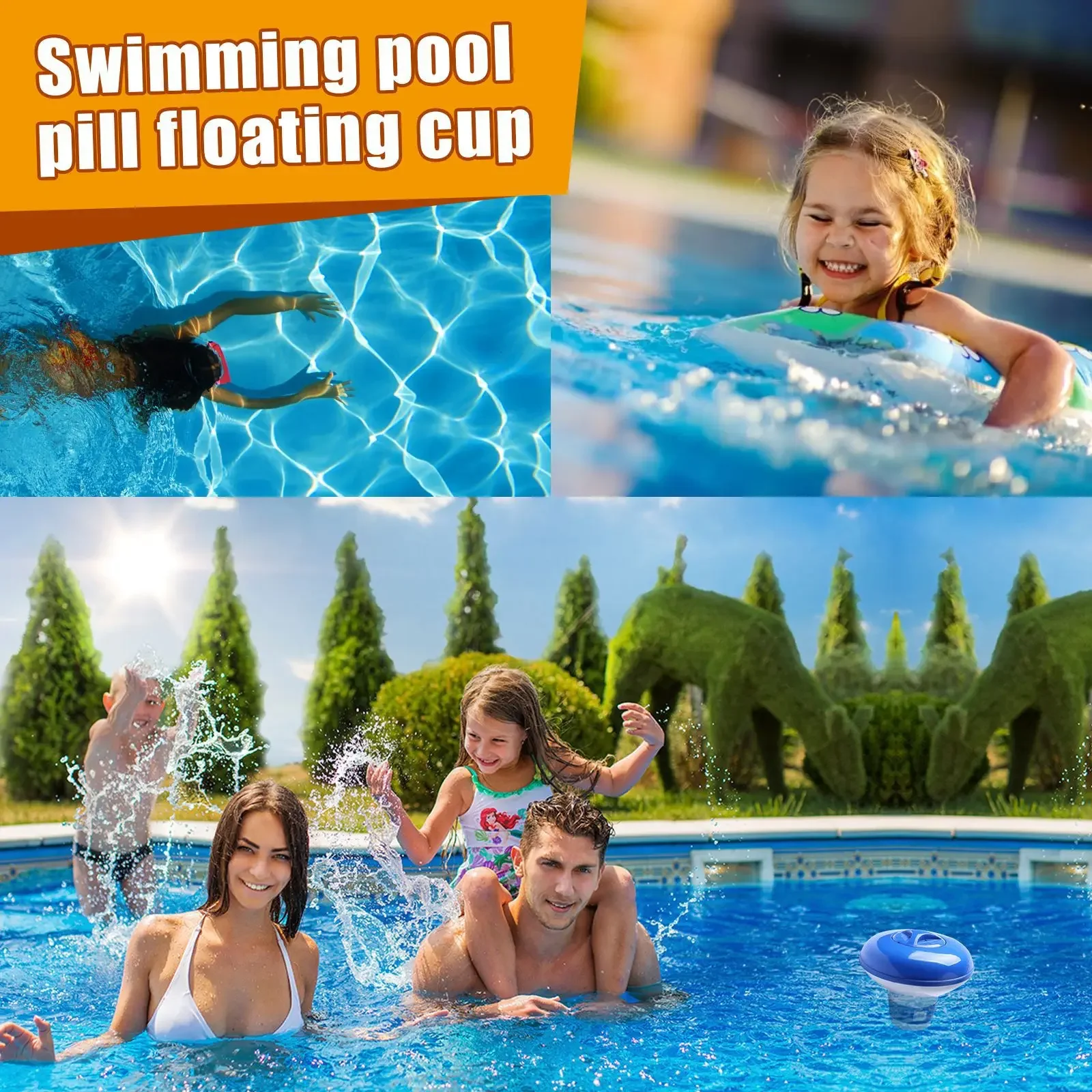 

1/2pcs Floating Swimming Pool Chlorine Tablet Automatic Dispenser Pool Floating Dispenser Outdoor Pool Cleaning Supplies