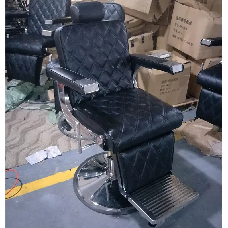 Reclining Barber Chair Hydraulic Lift Shaving Seat Retro Oil Head Salon Furniture Heavy Duty Large Hair Cutting Chair for Men