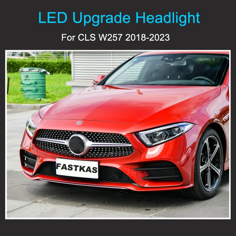 LED ترقية المصابيح الأمامية لبنز CLS W257 2018-2023 المصابيح الأمامية التوصيل والتشغيل LED DRL الرسوم المتحركة ضوء ترقية مصابيح أمامية