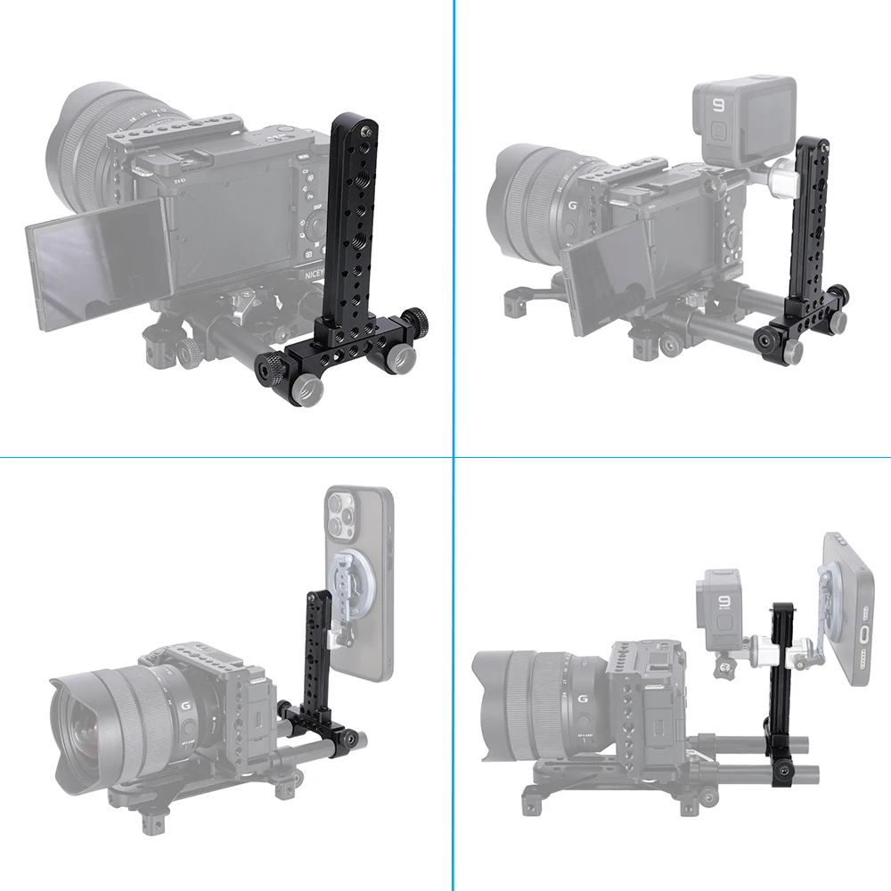 NICEYRIG Nato Rail with 15MM Dual Rod Clamp and 1/4 & 3/8 Arri Locating Holes for Camera Accessories Extension - view 3