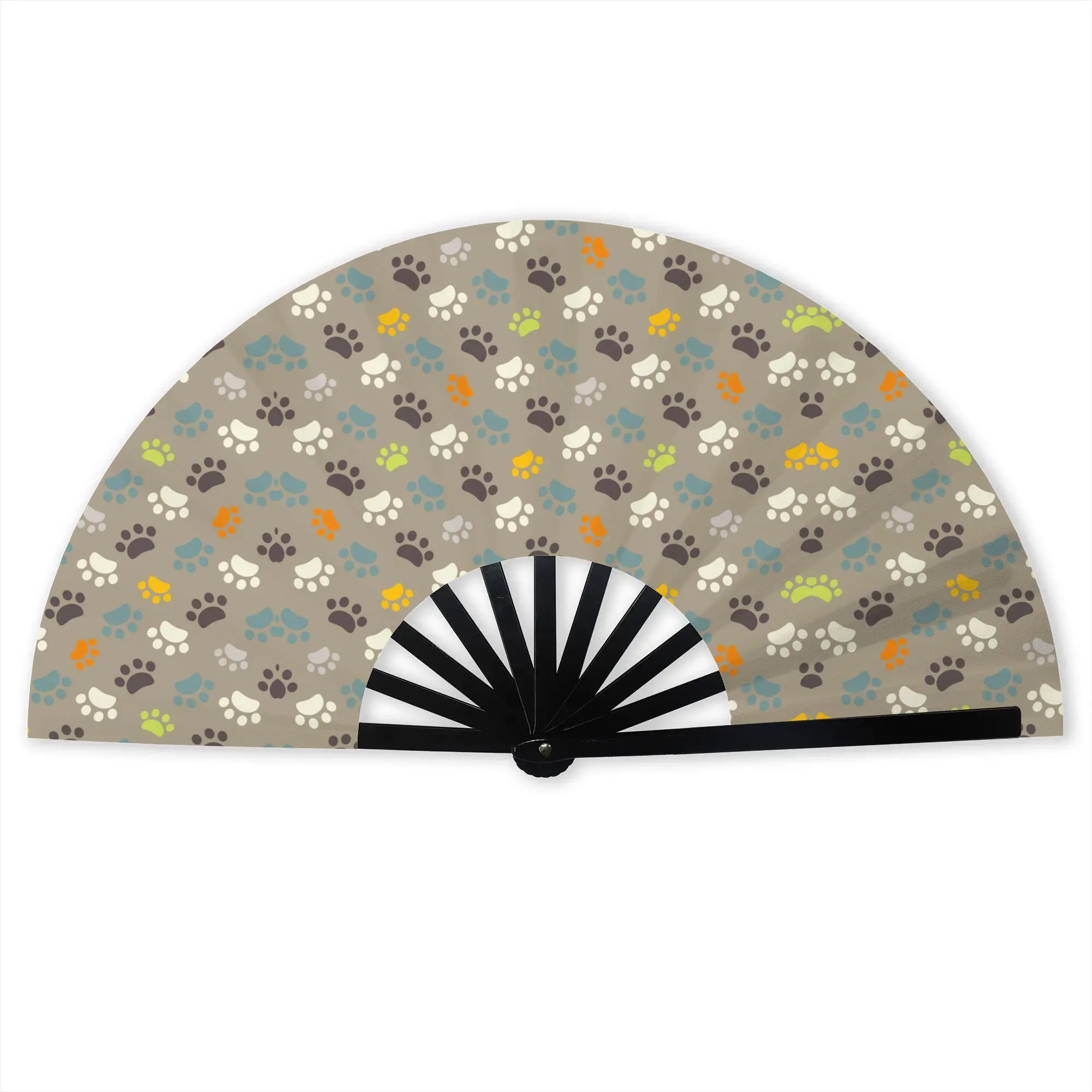 Custom Dog Paw Print Promotional Gift Hand Fan Party  Durable Folding Fans Unique Bulk Pack Fan