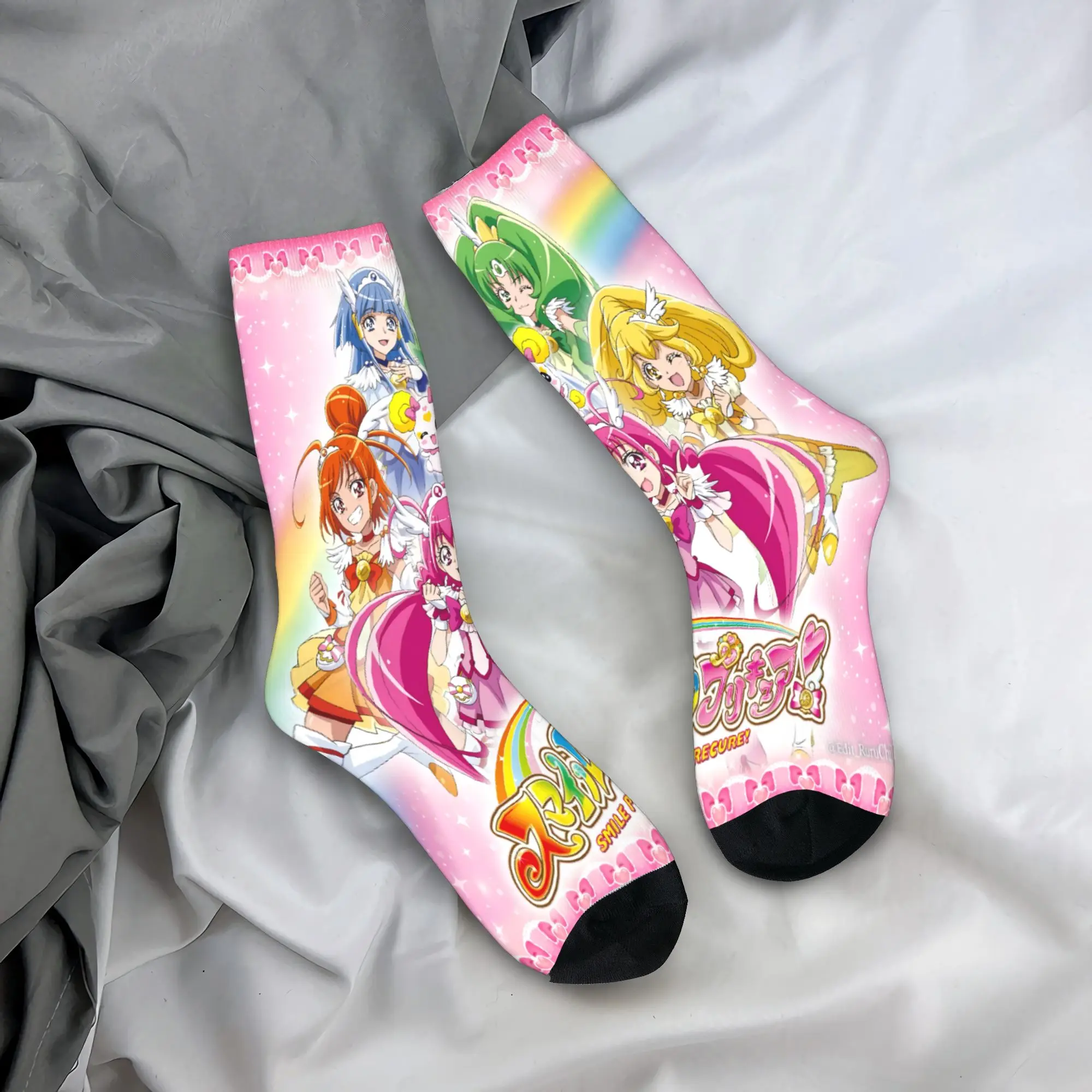 Pretty Cure Socks Kawaii Non-Slip Stockings Men Quality Skateboard Socks Winter Leisure Design Socks