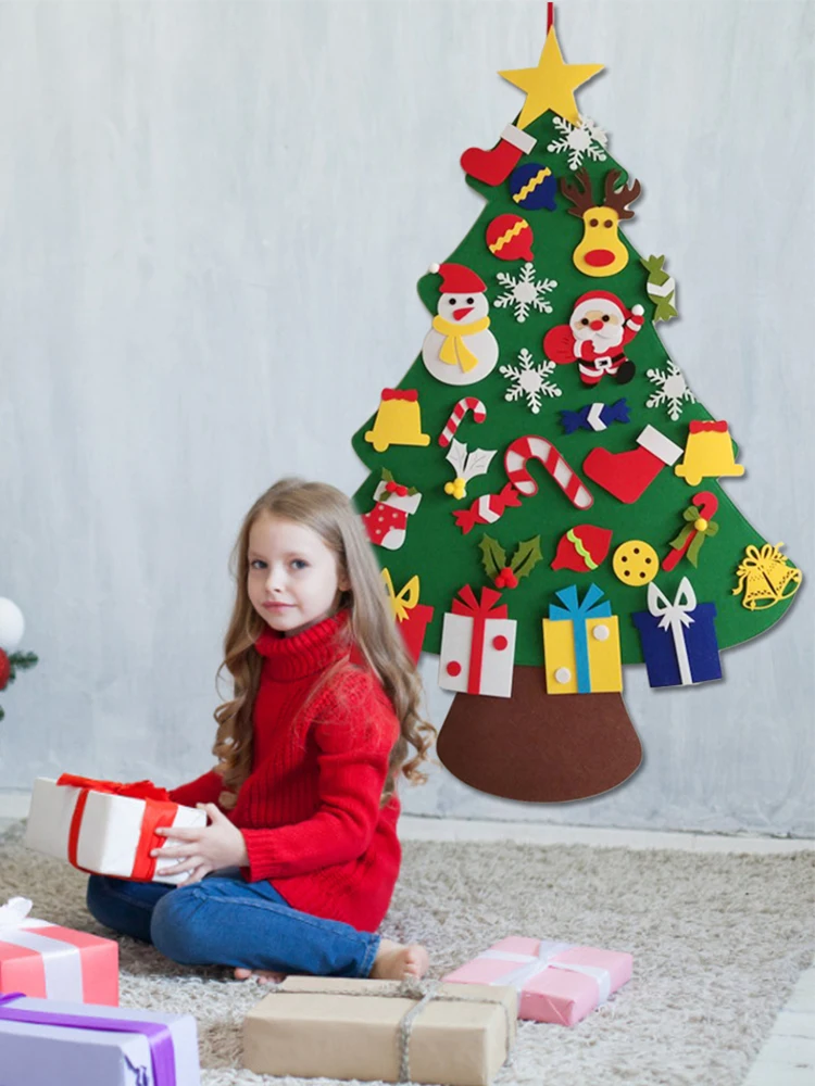 Kinder fühlten Weihnachts baum DIY Spielzeug mit 30 stücke Ornament Kinder Geschenke für Weihnachts dekoration