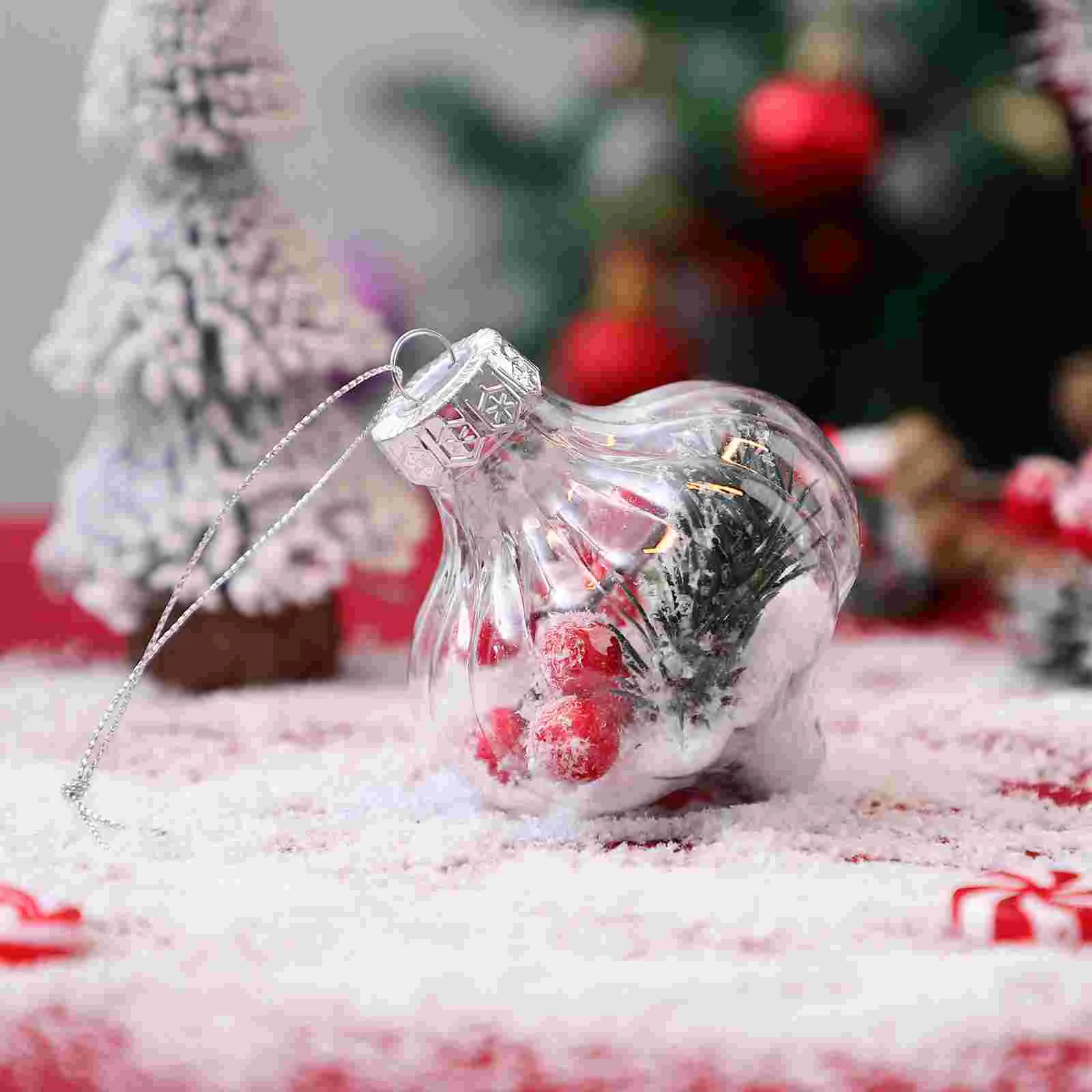 8pcs Transparent Plastic Hollow Christmas Balls Party Decorations Xmas Tree naments Holiday Decor Christmas Party Supplies